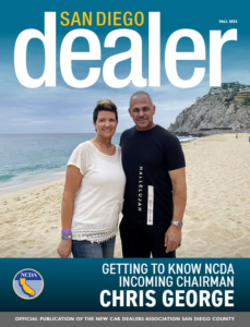 Cover of Fall 2023 issue of San Diego Dealer magazine featuring incoming chairman Chris George. 